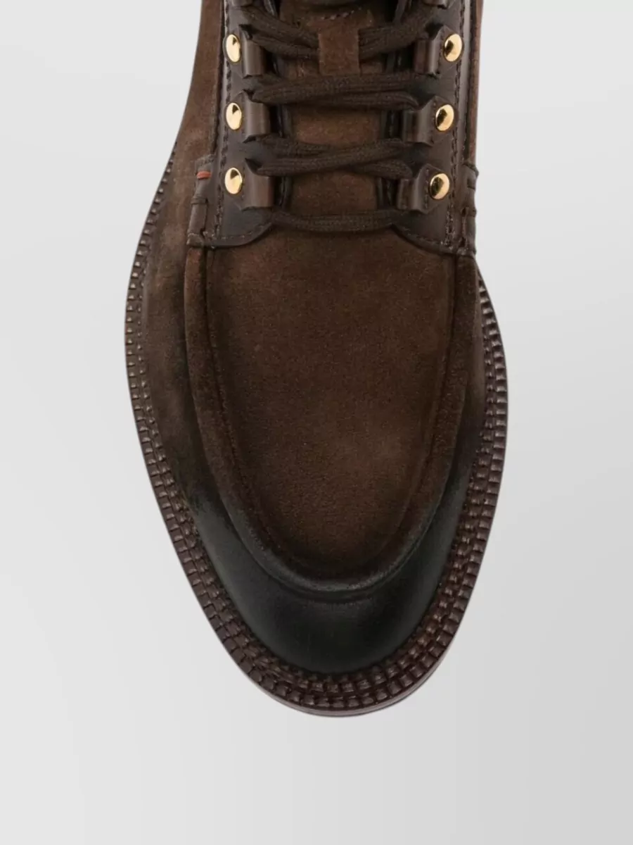 Santoni Leather Military Boots