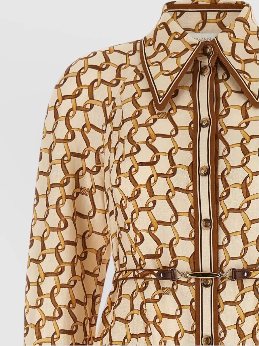 Zimmermann Printed Belted Midi Shirt Dress