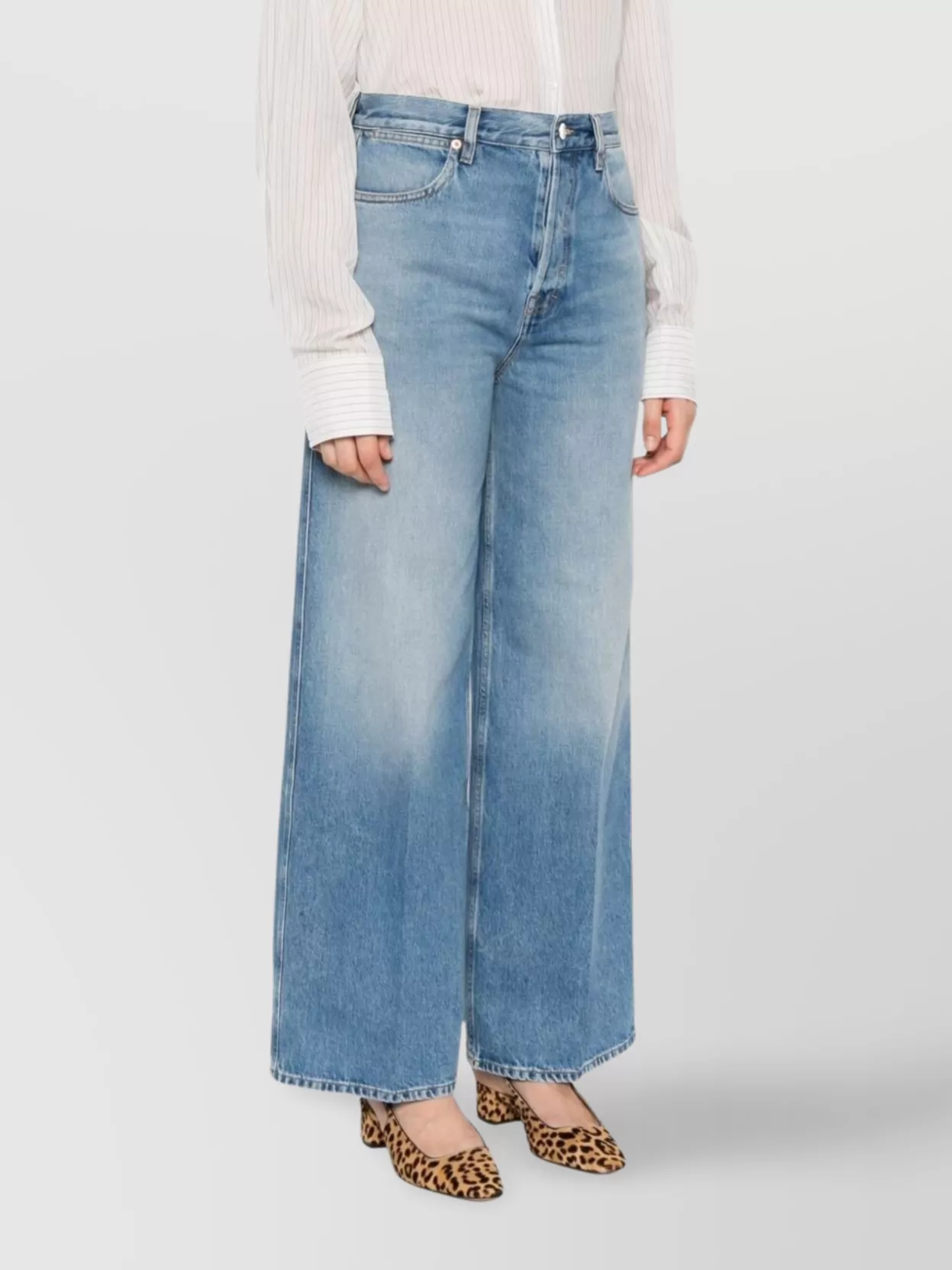 Gucci Wide-Leg Denim Jeans With Faded Wash
