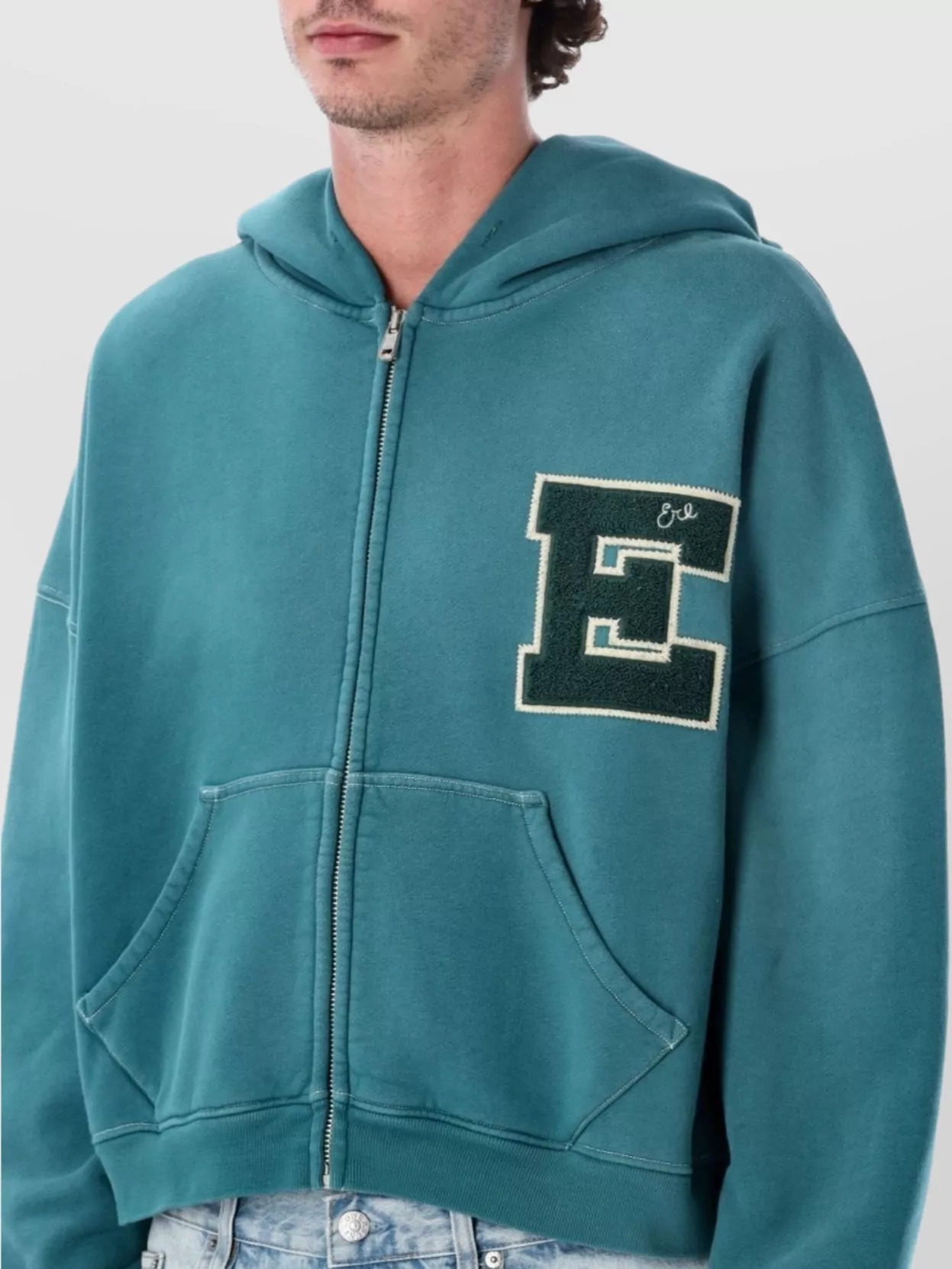 Erl Varsity Inspired Hooded Jacket In Green