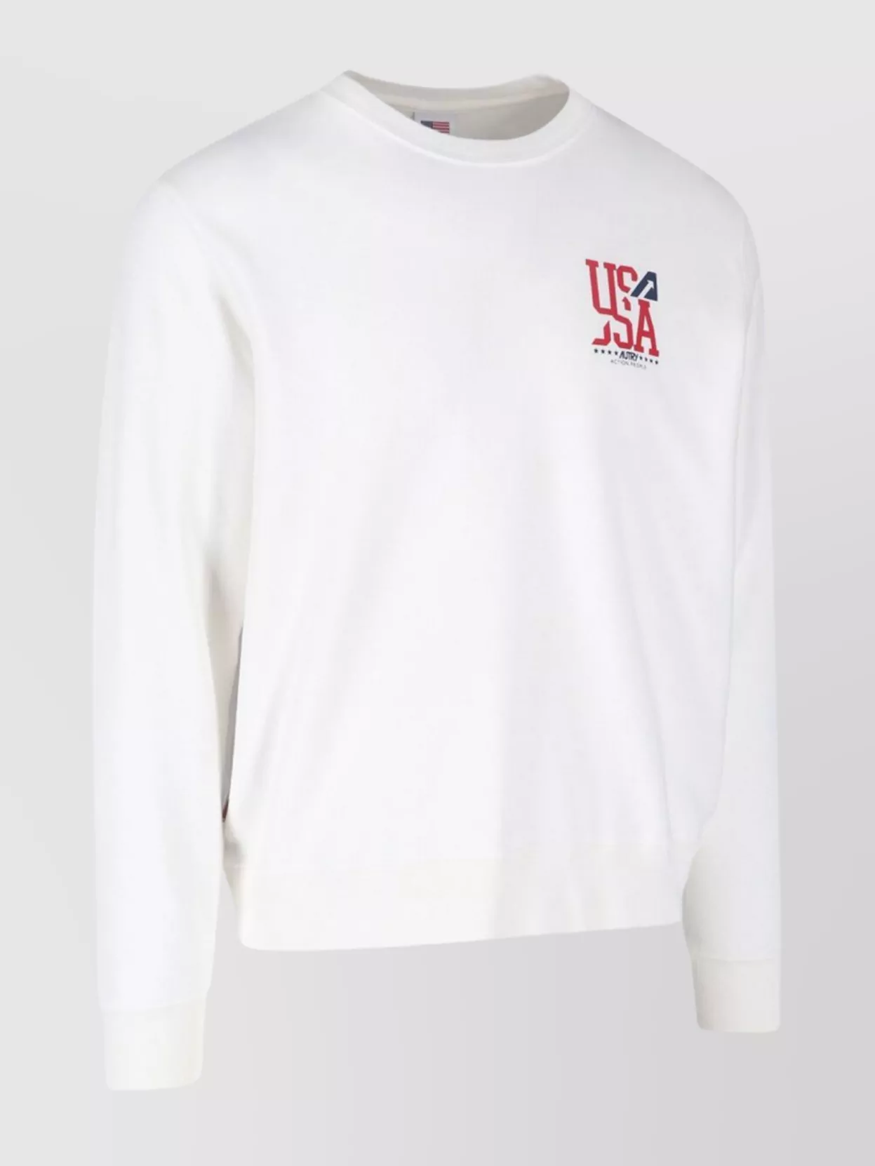Shop Autry Crew Neck Graphic Print Sweater In White