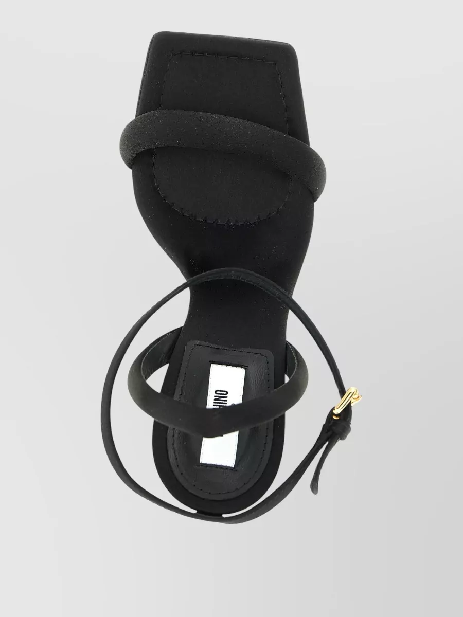 Moschino Satin Sandals Square Toe Strappy Gold Detail