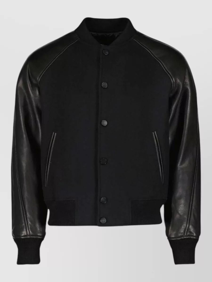 Givenchy leather panelled wool bomber jacket