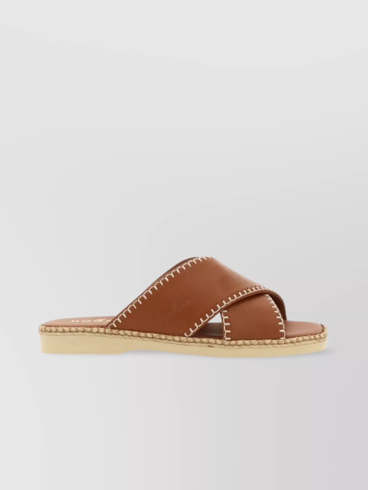 Hogan Open Toe Flat Sole Sandals With Contrast Stitching