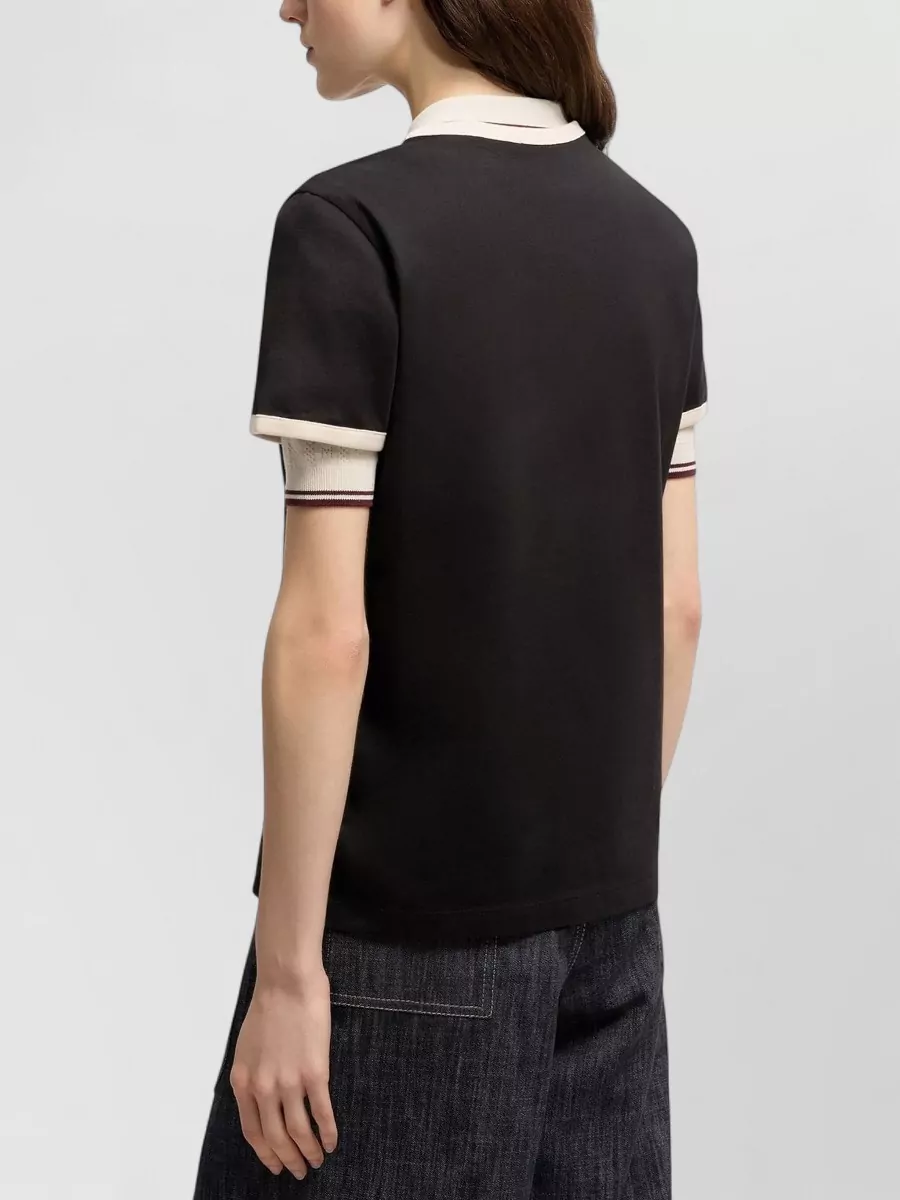 Moncler Cotton Ribbed Logo-Print Short-Sleeve T-Shirt
