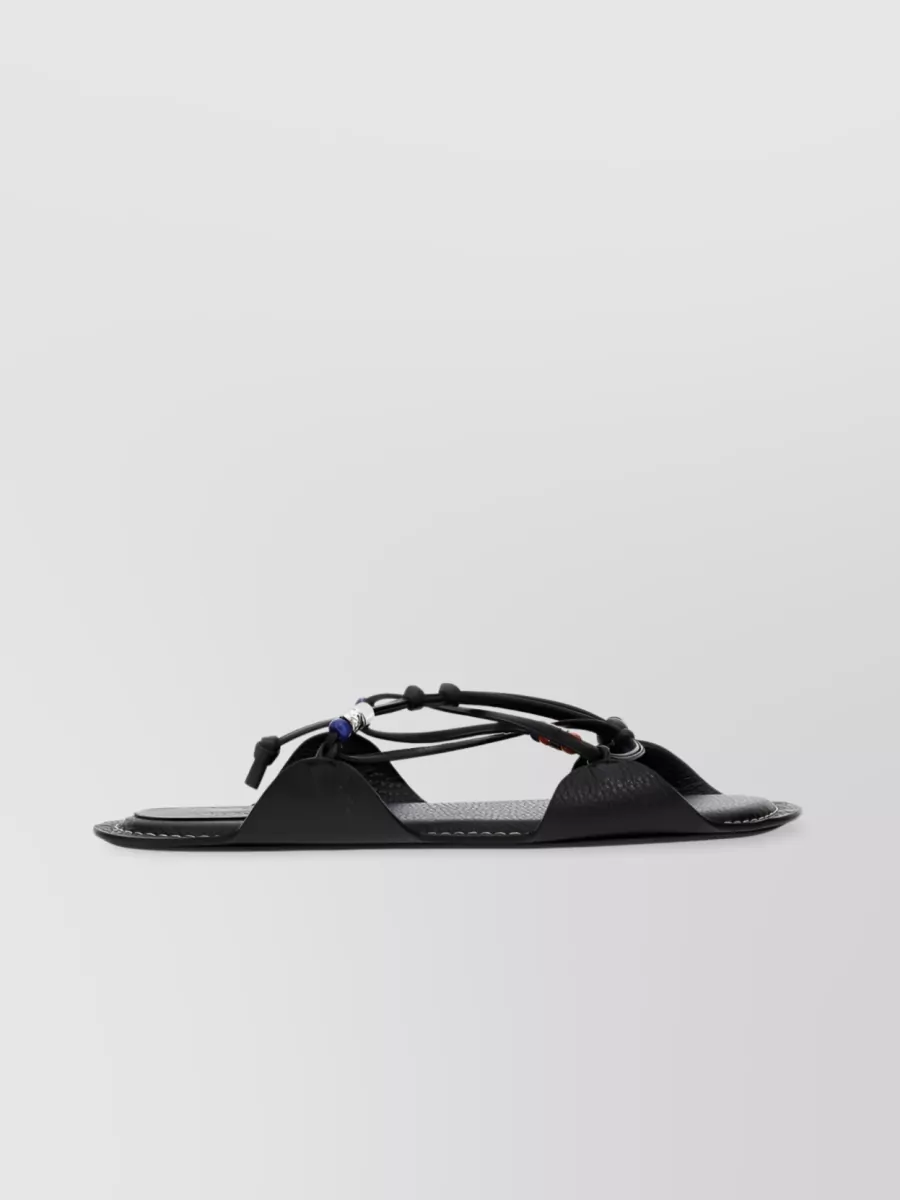 Shop Marni Beaded Calf Leather Sandals In Black