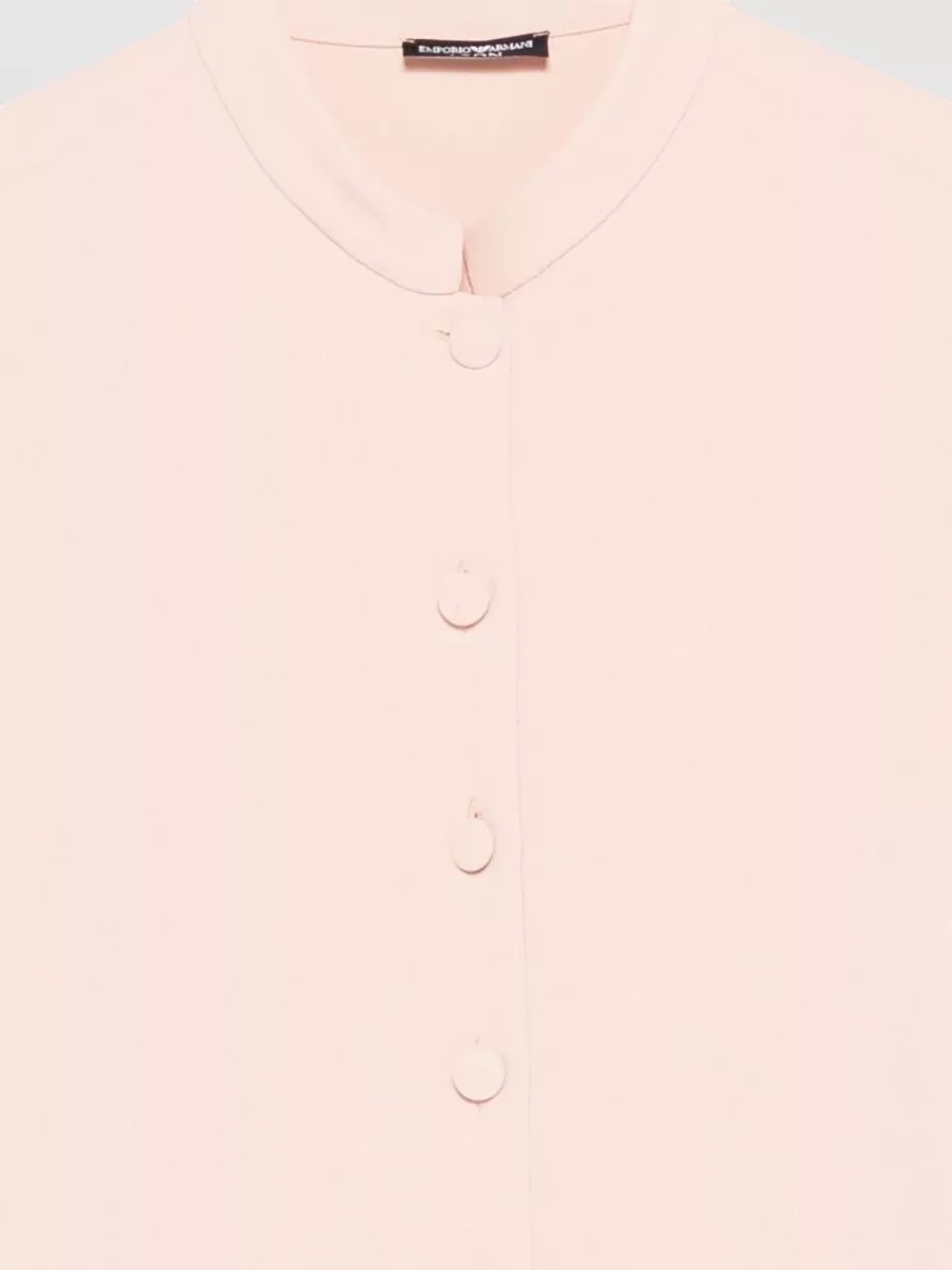 Emporio Armani Crepe Shirt Long Sleeves Mandarin Collar Cuffs