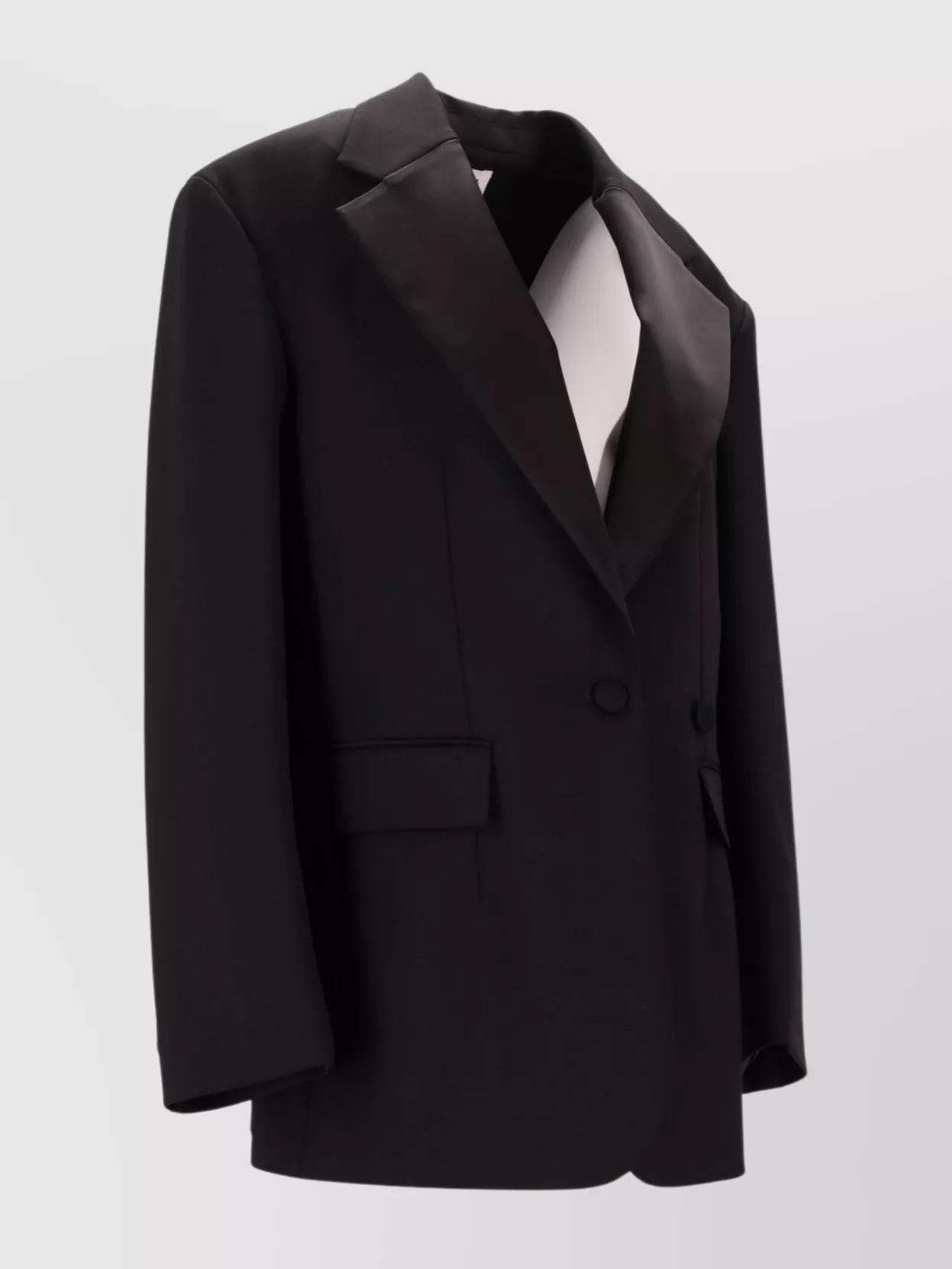 P.a.r.o.s.h Tailored Satin Lapel Long Sleeve Jacket In Black