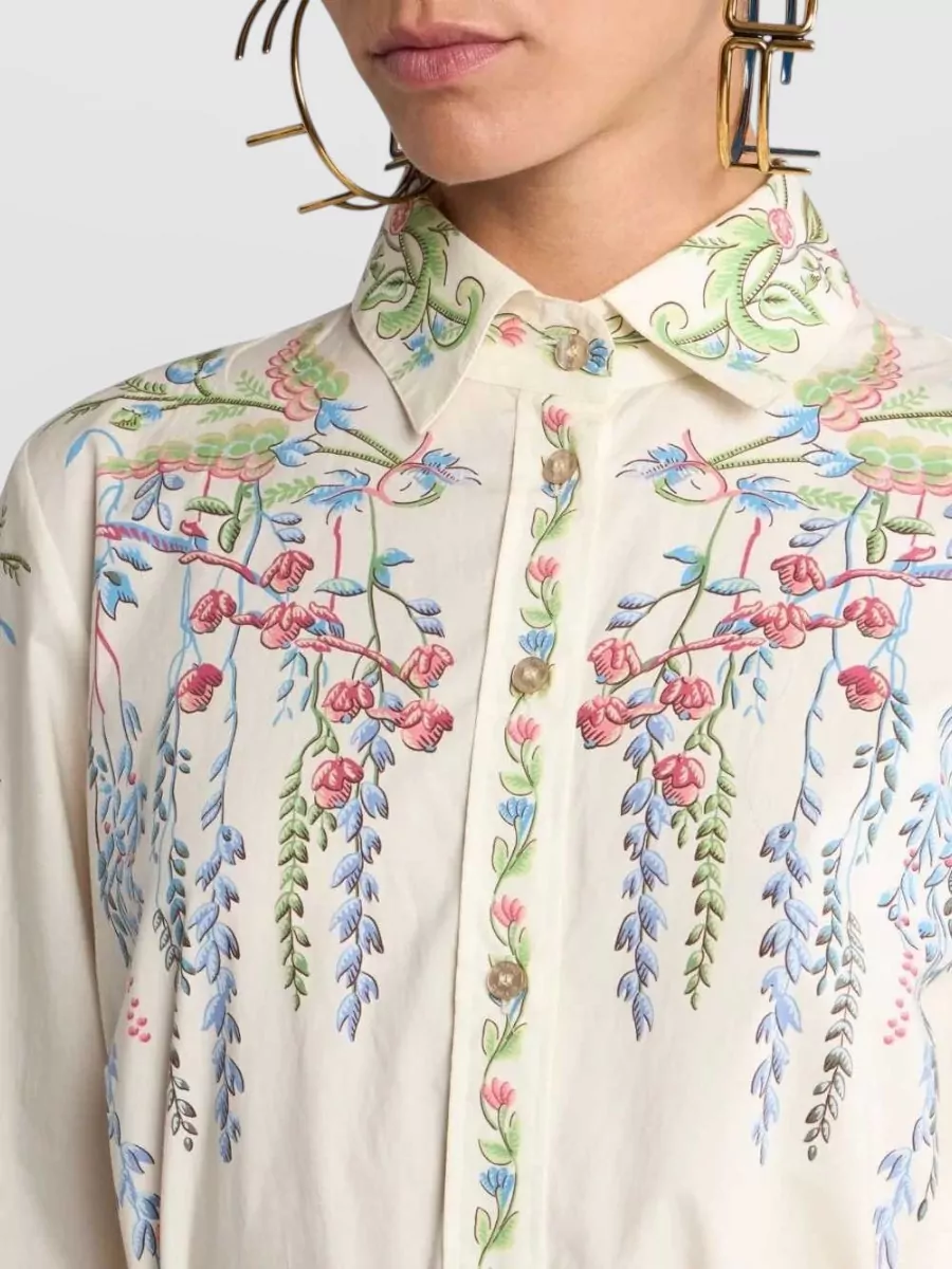 Etro Floral-Print Belted Maxi Shirt Dress