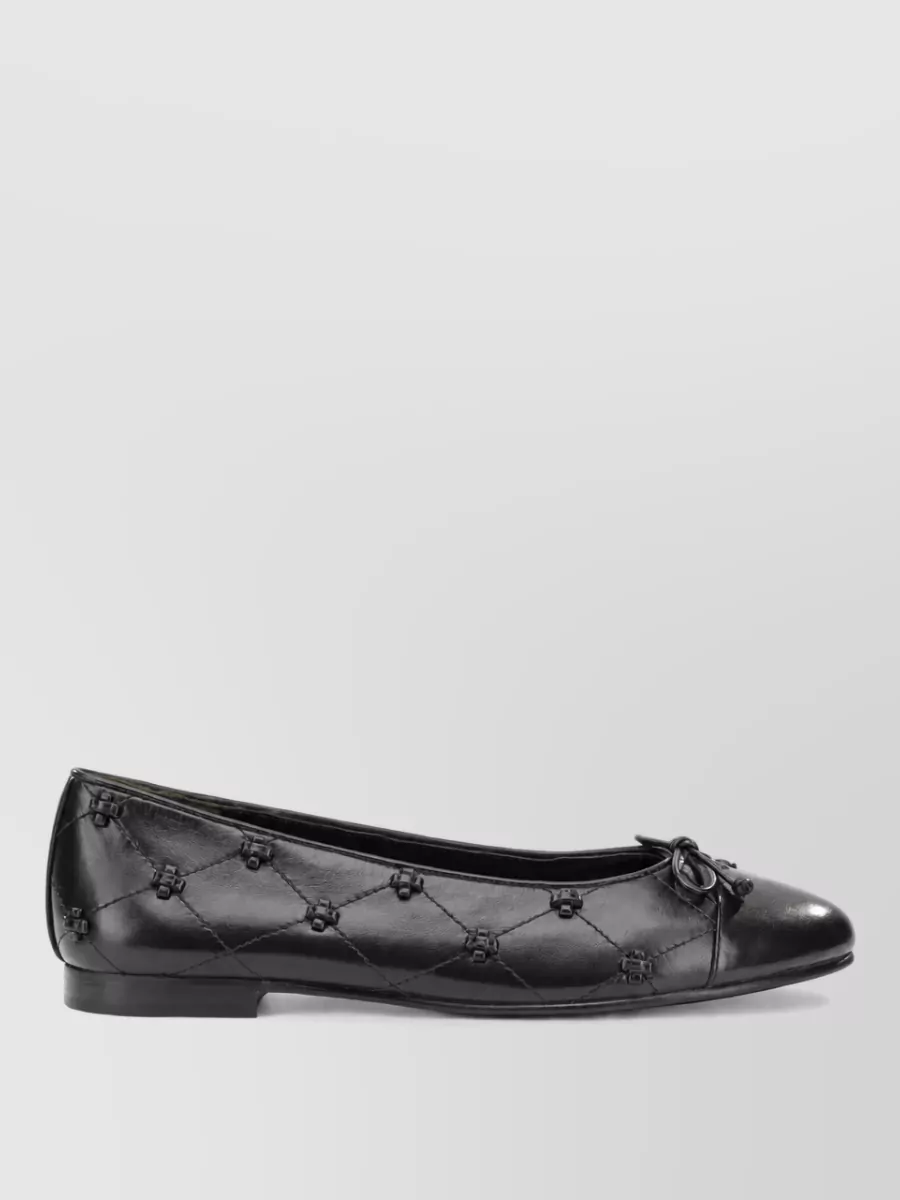 Tory Burch Leather Cap-Toe Ballerina Flats
