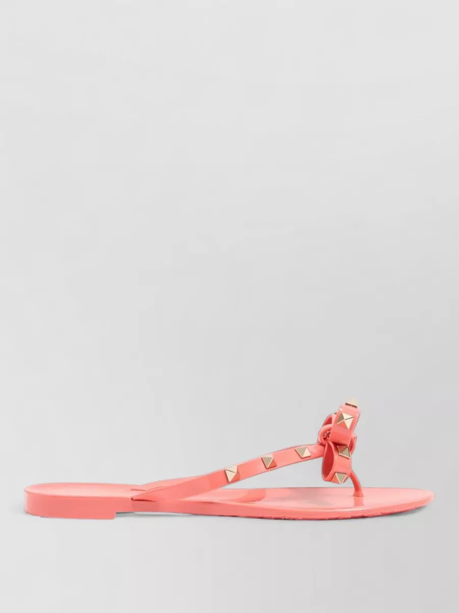 Valentino Garavani Rockstud Sandals Flat Sole Bow Detail