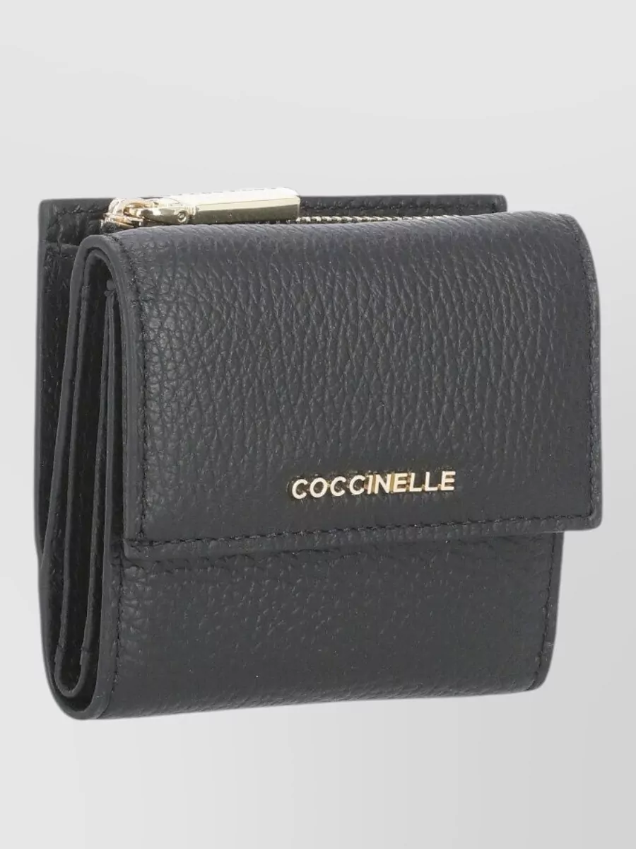 Coccinelle Leather Wallet Foldable Design Rear Pocket Zip