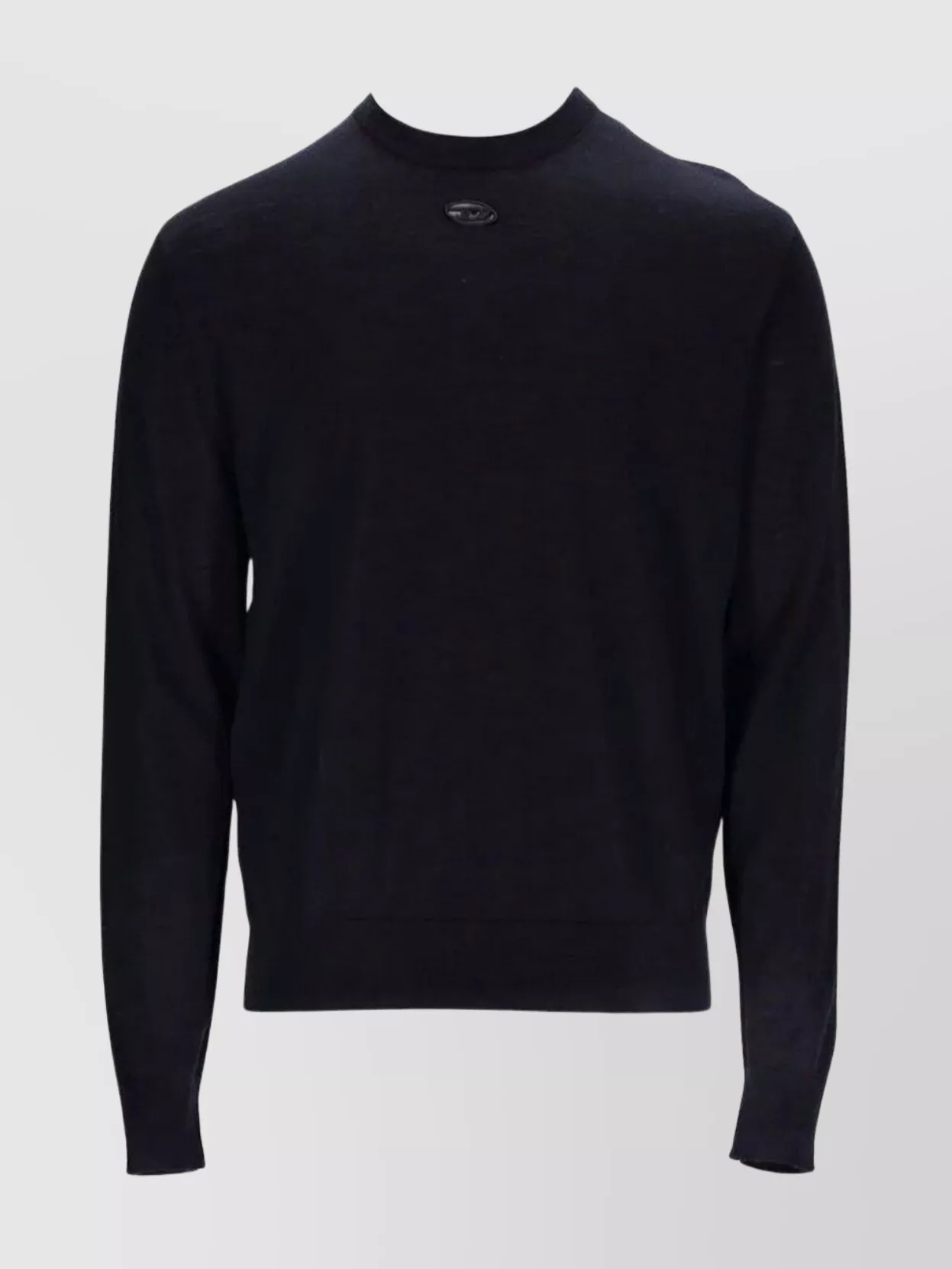 Diesel Crew neck knitwear sweaters — The fine-gauge black crew knit keeps the biker clean and sharp, matching its formality and season while letting the jacket and boots carry the attitude.
