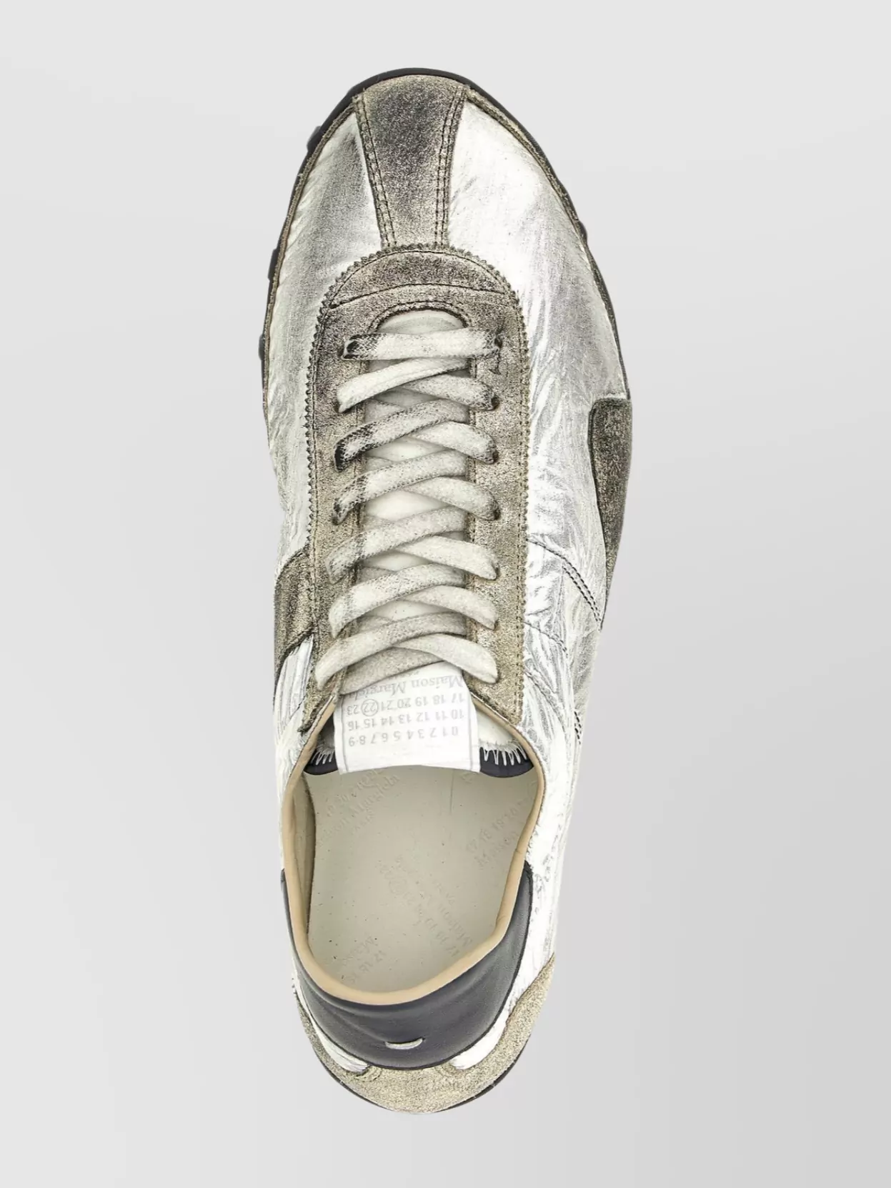 Maison Margiela Low-Top Metallic Finish Sneakers With Textured Sole
