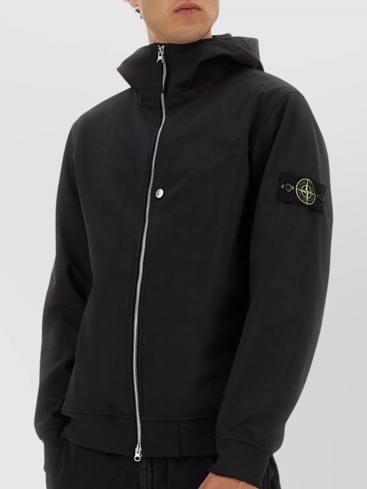Stone Island Hooded Long Sleeve Ribbed Cuffs Jacket
