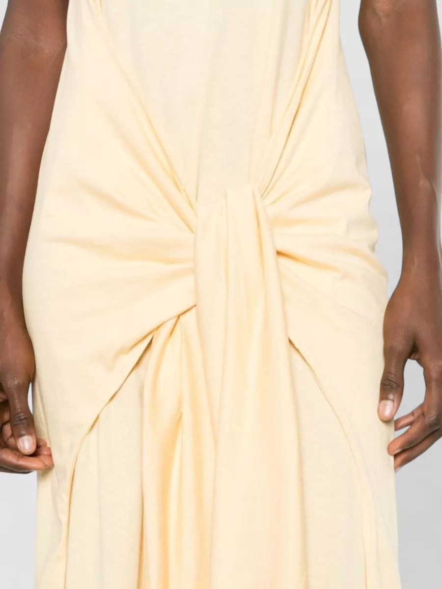 Totême Cotton Sleeveless Knot-Detail Midi Dress