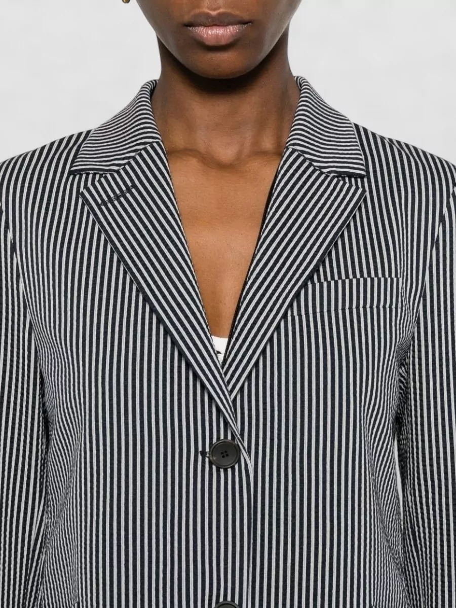 Harris Wharf London Cotton Blend Blazer Jacket Striped Lapels