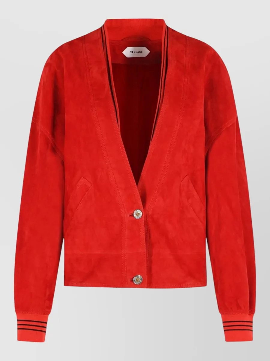 Versace suede single breasted coat