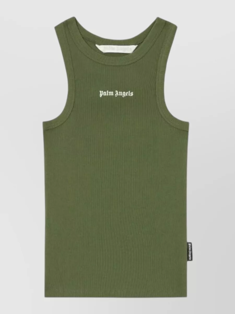 Palm Angels Logo-print fitted tank top