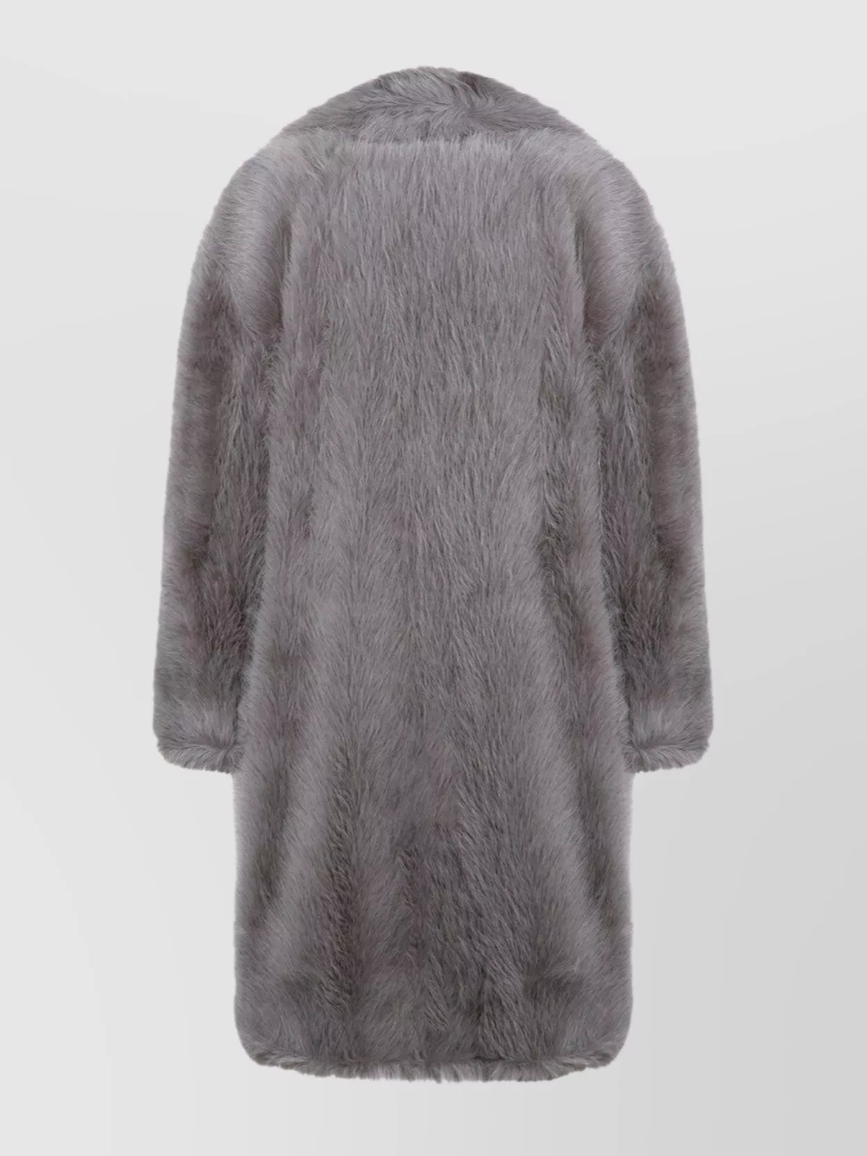 Sportmax Longline Faux Fur Coat With Notched Lapels In Gray