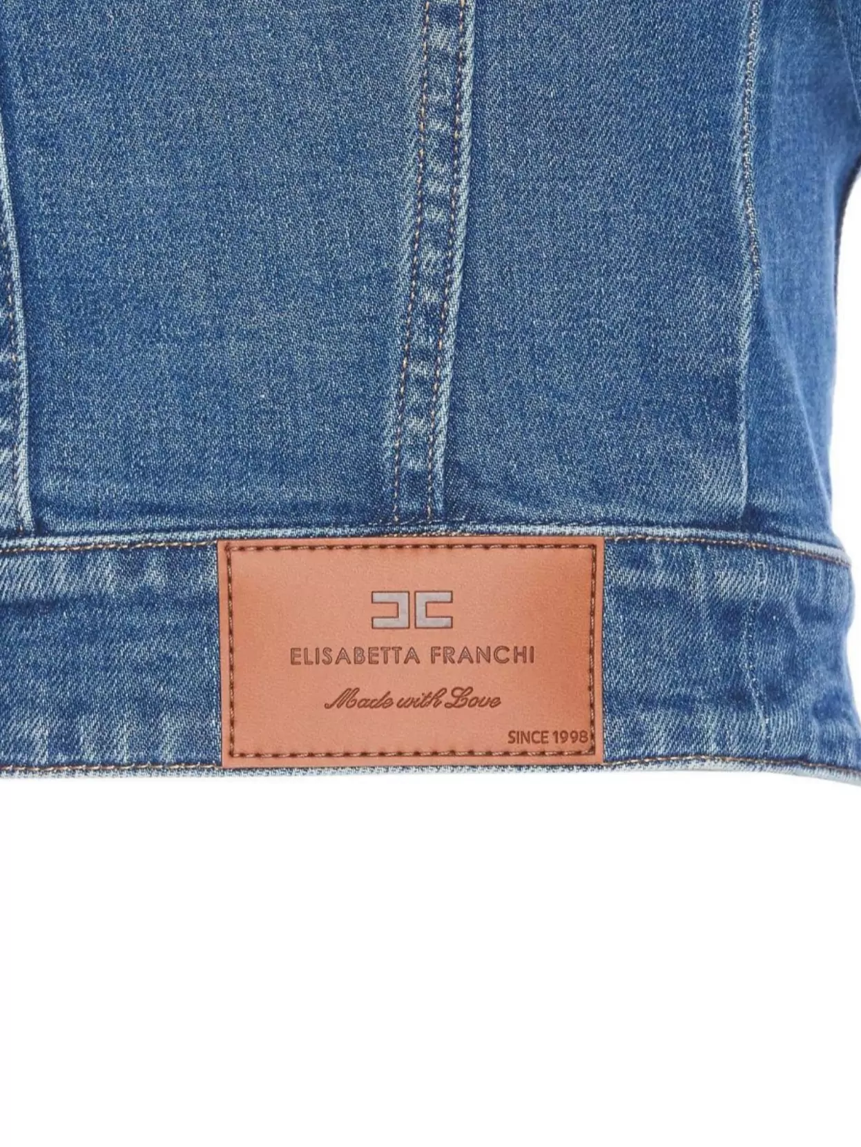 Elisabetta Franchi Denim Jacket Short Gold Buttons