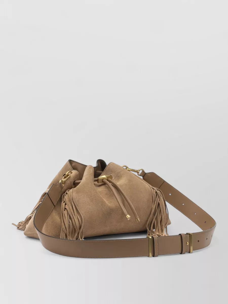 Jimmy Choo Suede Shoulder Bag Braided Handle Fringe