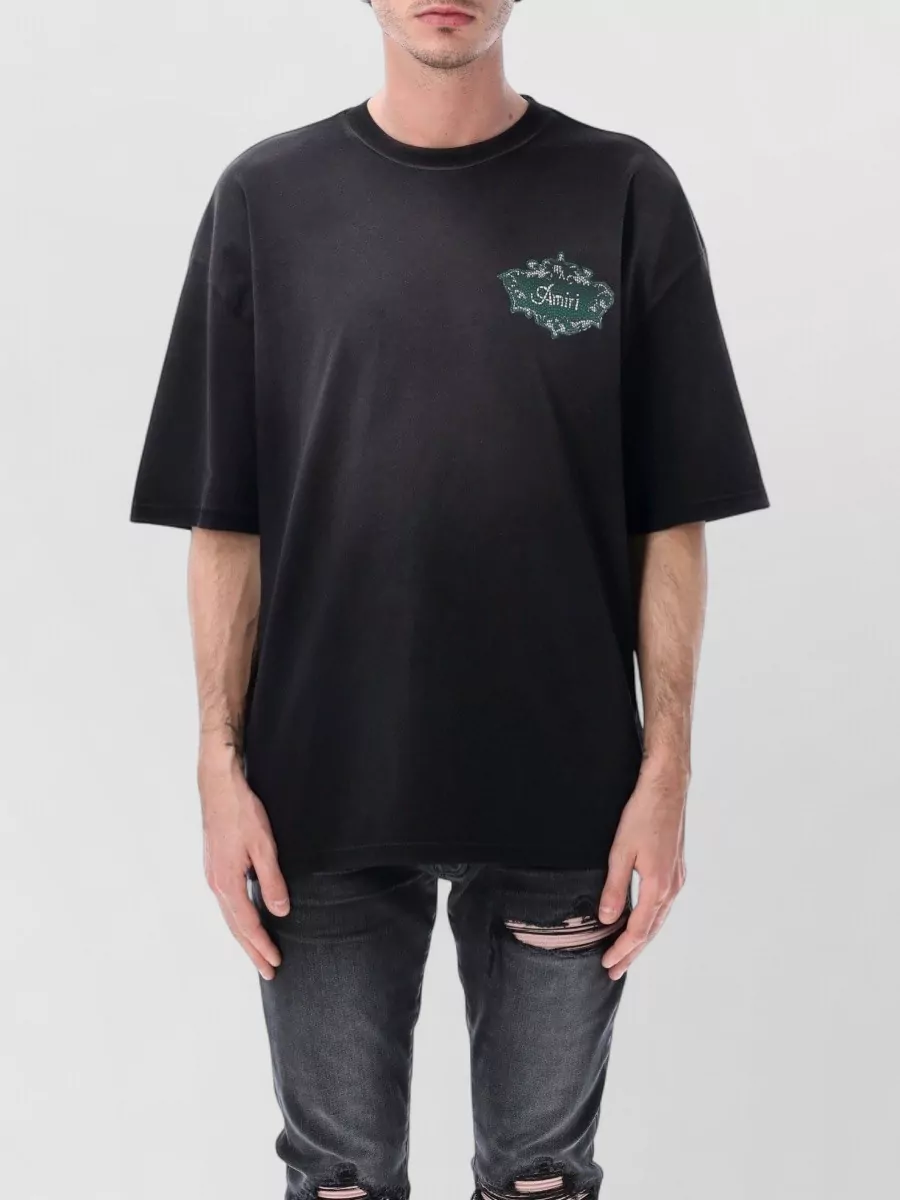 Amiri Cotton Oversized Ribbed Crew Neck Short Sleeve T-Shirt