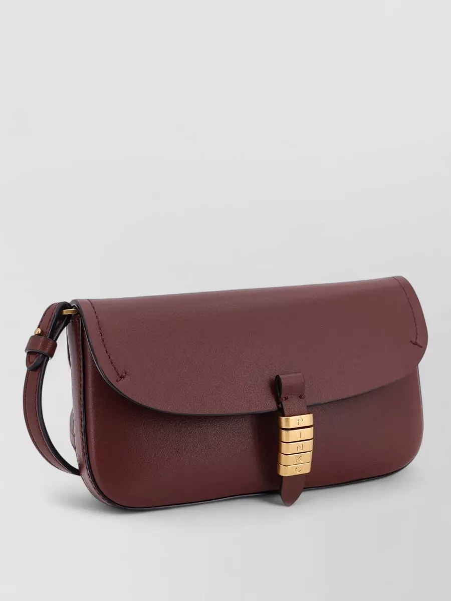 Pinko Saddle Flat Leather Shoulder Bag