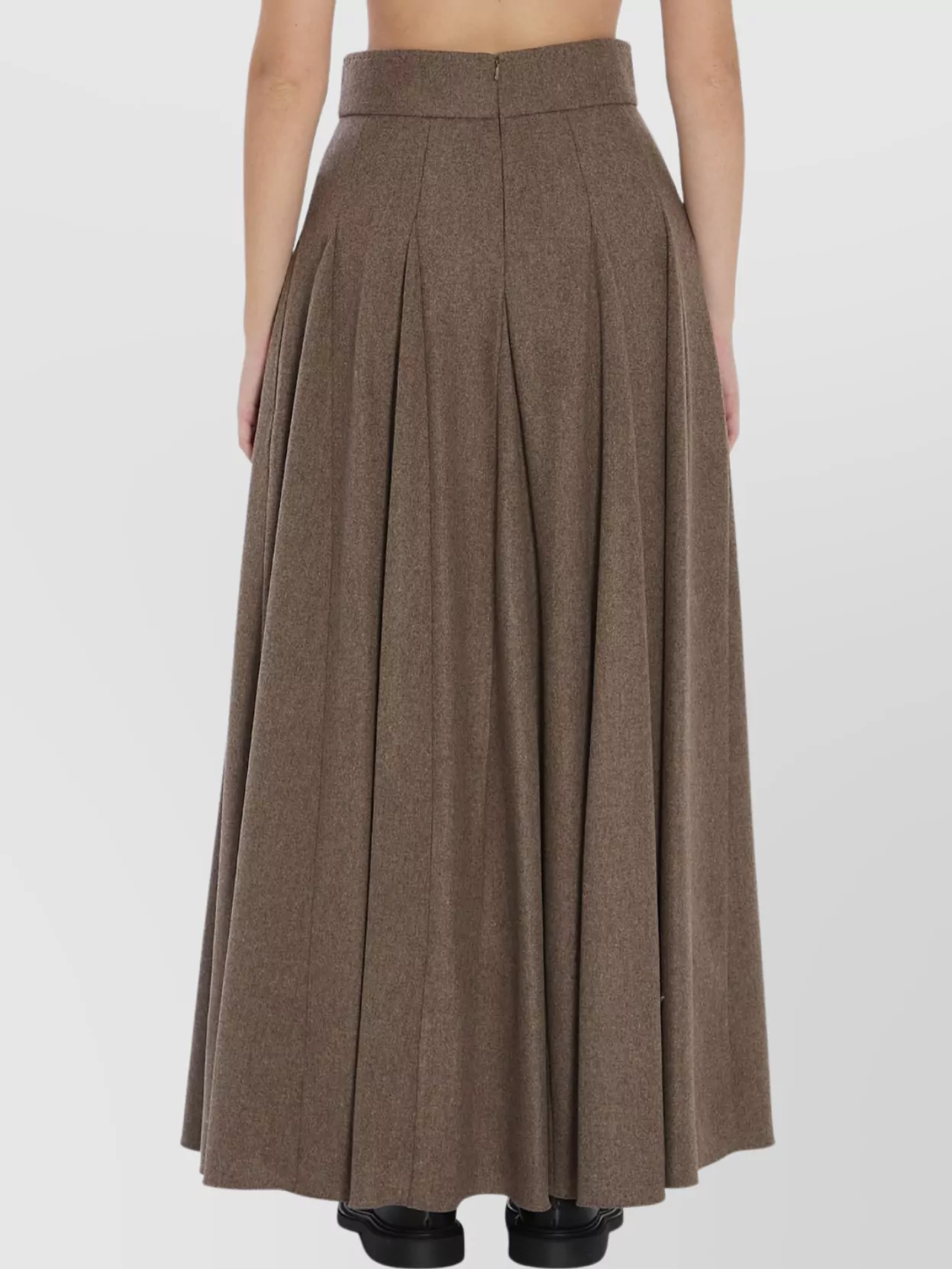 Max Mara High-waisted Pleated Wool Blend Skirt In Brown