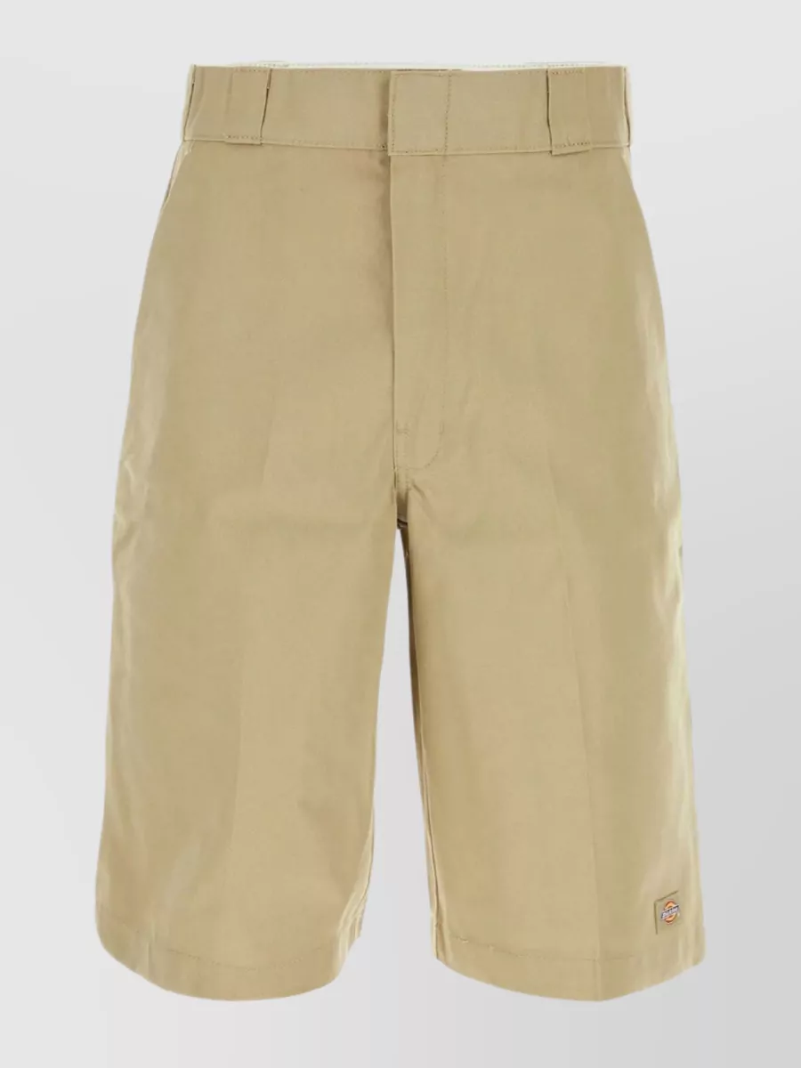 Shop Dickies Polyester Blend Knee Length Shorts With Waist Belt Loops In Cream
