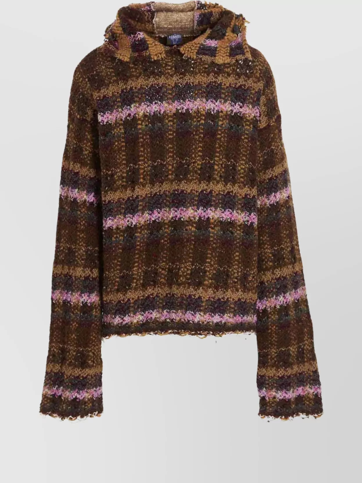 Vitelli Oversized Hooded Sweater Textured Knit In Burgundy