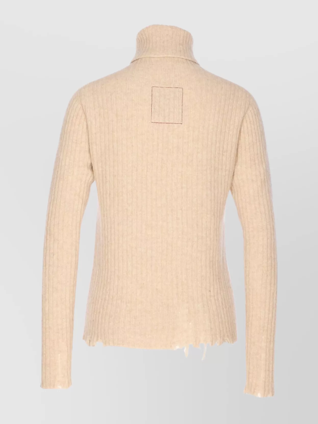 Uma Wang High Neck Turtleneck Knitwear With Distressed Ribbed Texture In Neutral