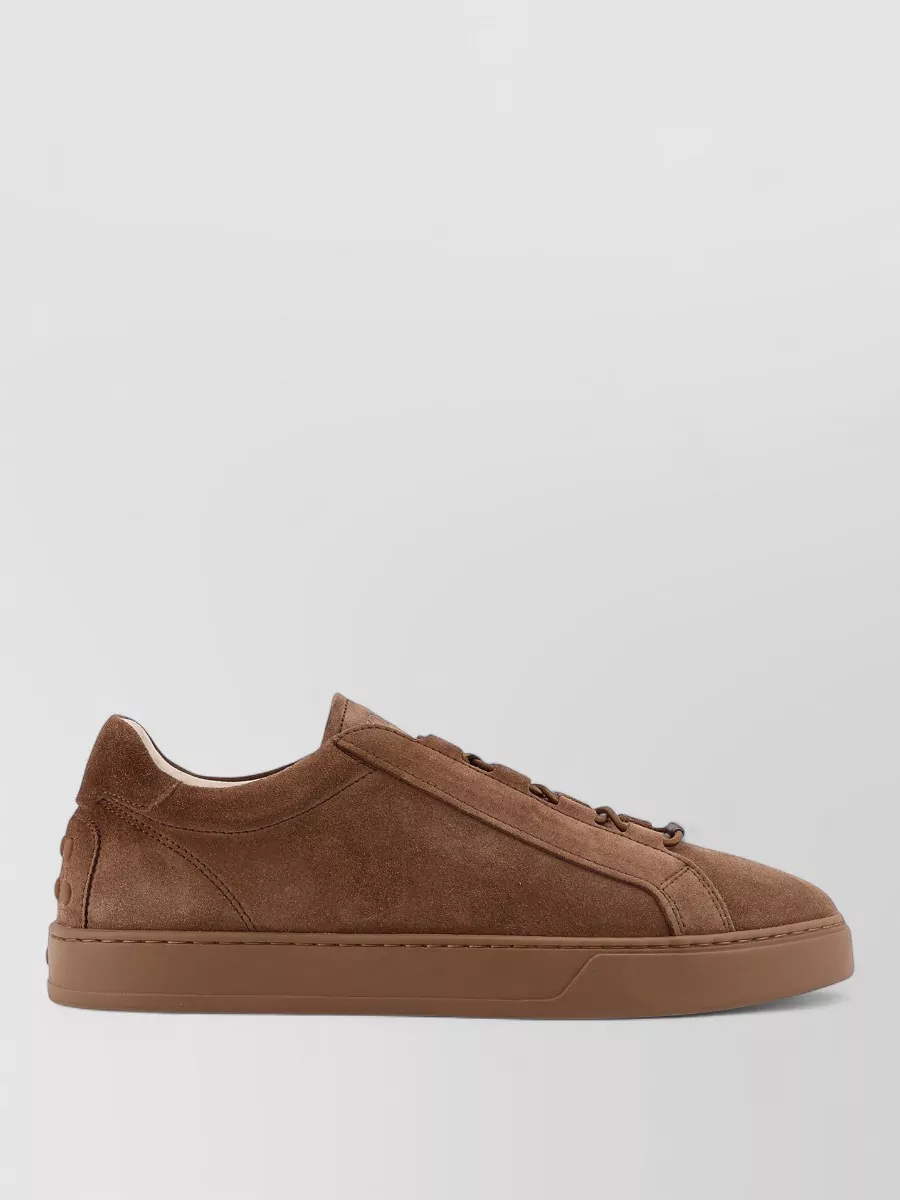Tod's Suede Sneakers Rounded Toe Rubber Sole