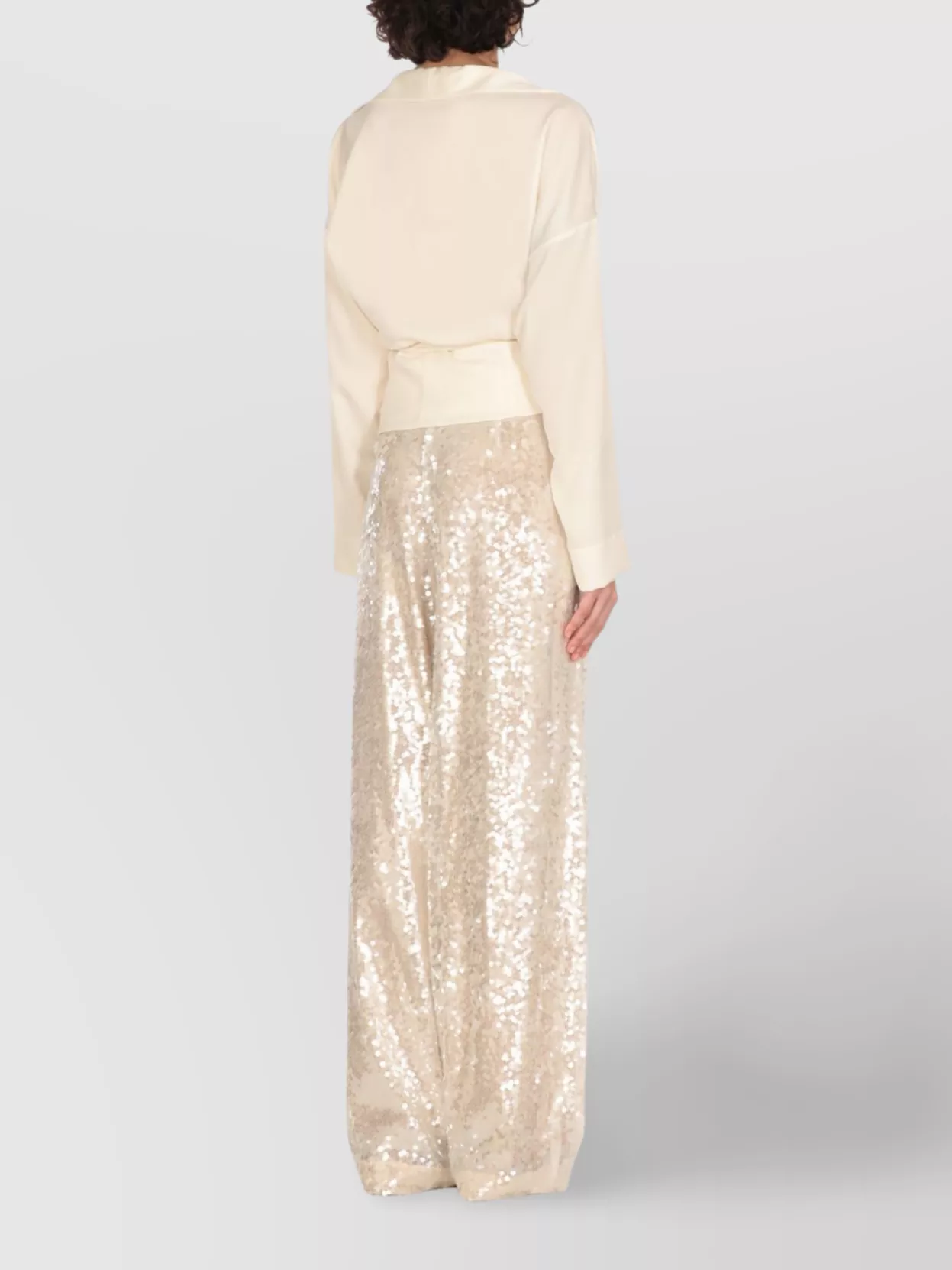 Philosophy Lapel Collar Wrap Top With Tie Detail