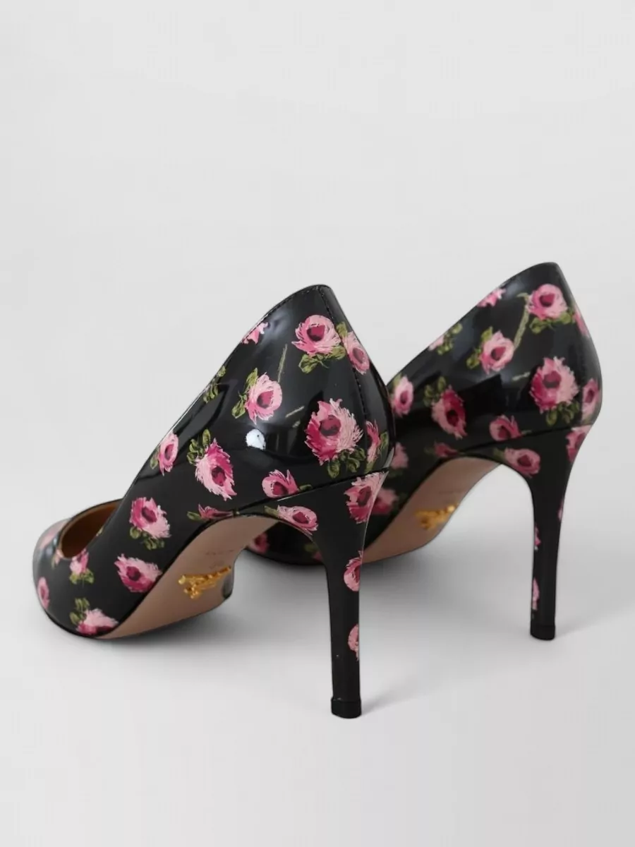 Prada Leather Floral-Print Stiletto Pumps