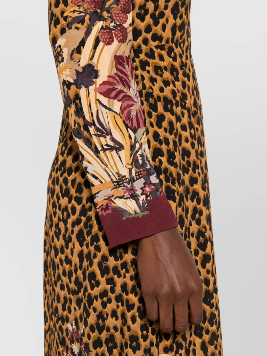Etro Leopard-Print Floral-Trim Maxi Dress