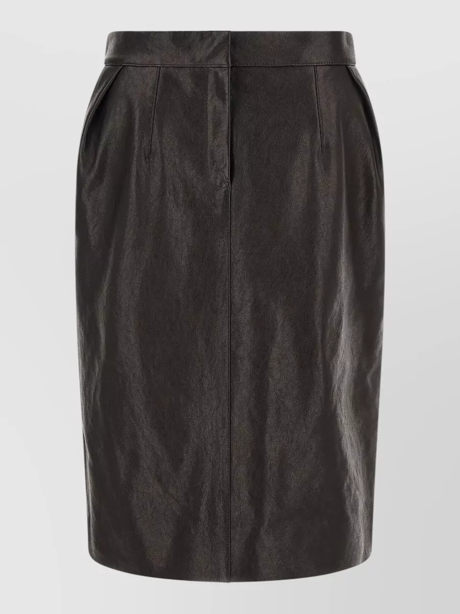 Magda Butrym Leather pleated mid-rise midi pencil skirt