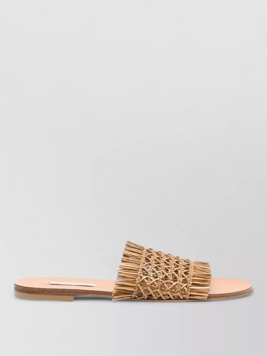 Casadei Leather Fringe Slides