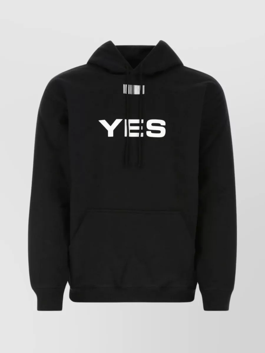 Shop Vtmnts Relaxed Fit Hooded Sweatshirt With Unique Prints In Black