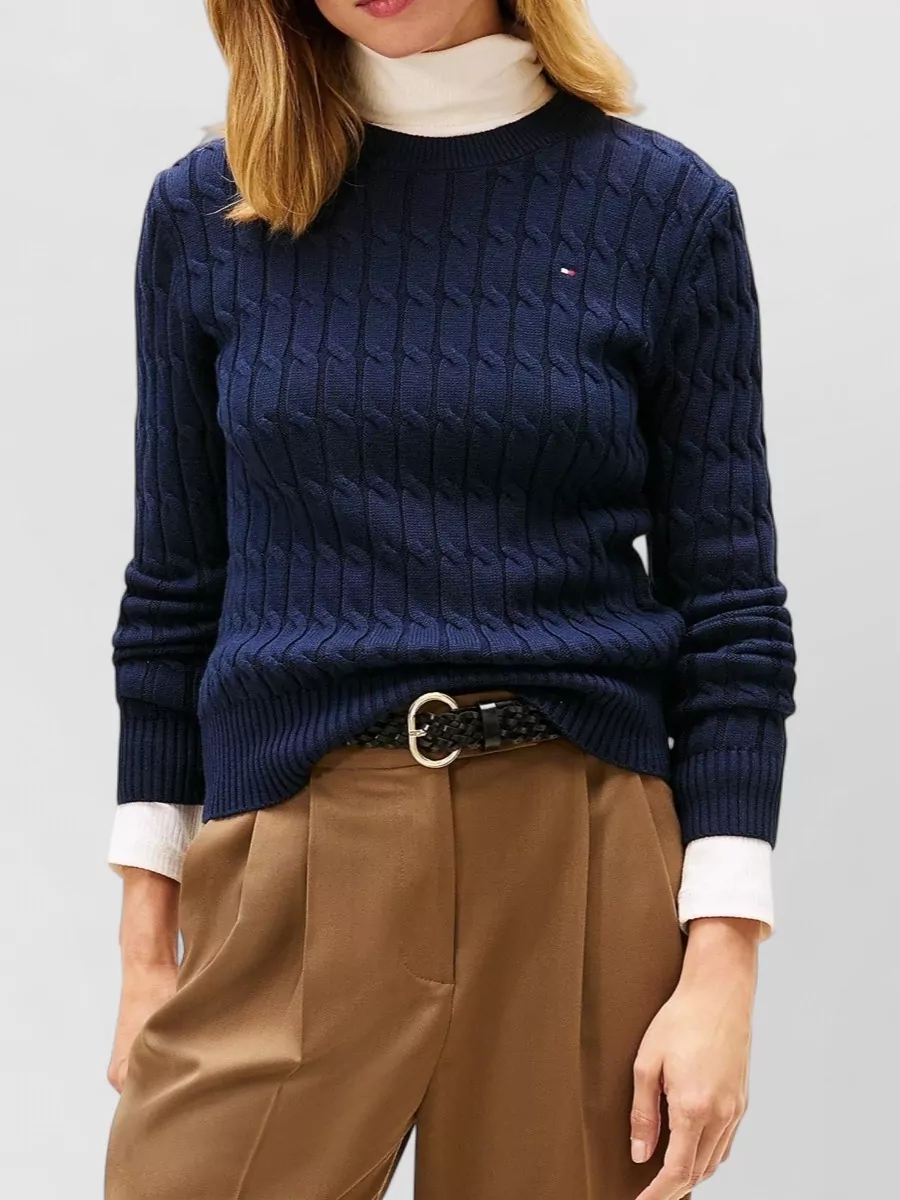 Tommy Hilfiger Cable Knit Crew Neck Long Sleeve Sweater