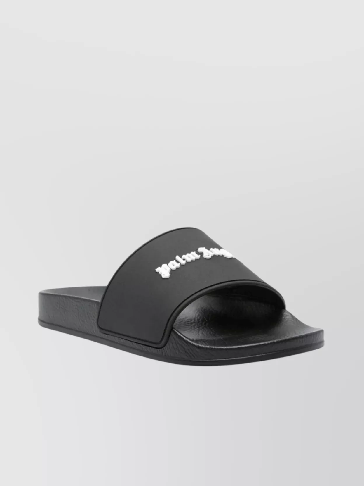 Shop Palm Angels Logo Embossed Rubber Sole Slides Sandals