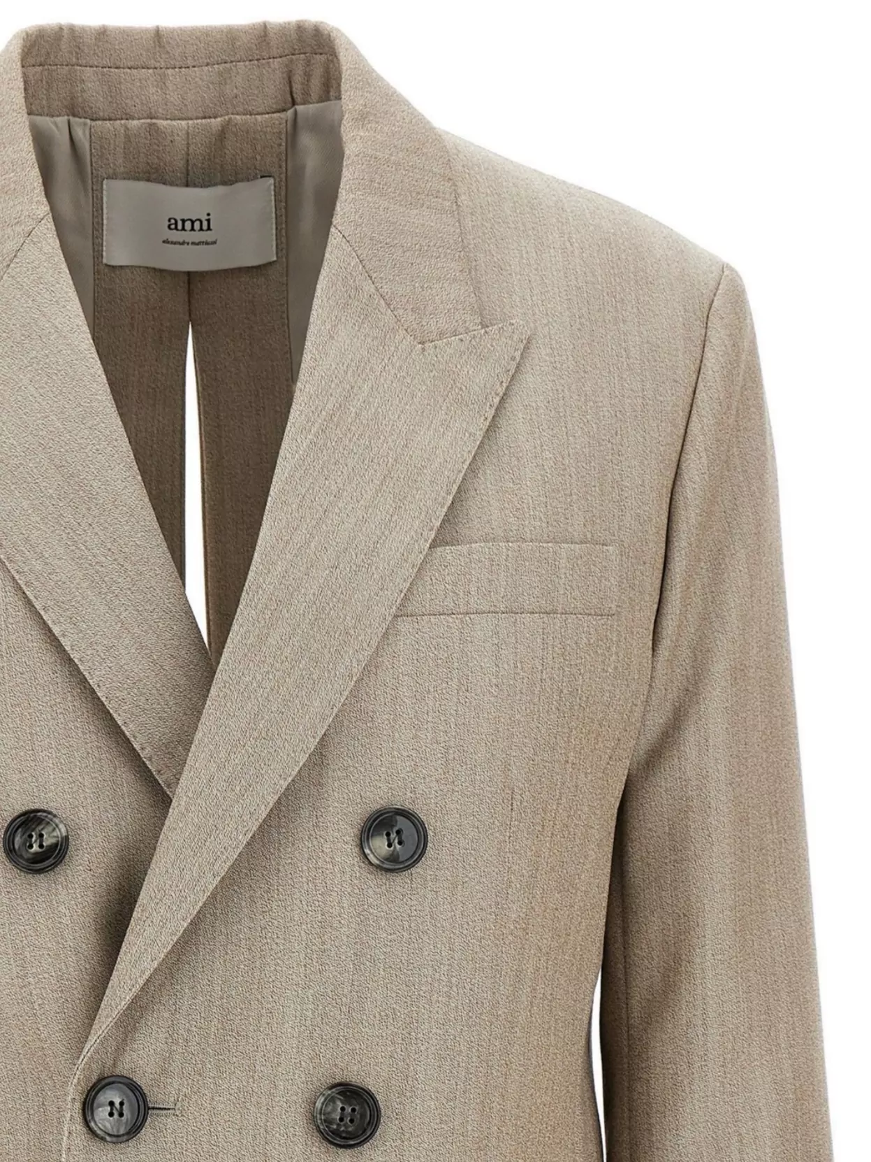 Ami Alexandre Mattiussi Beige Wool Back Slit Double Breasted Jacket Beige