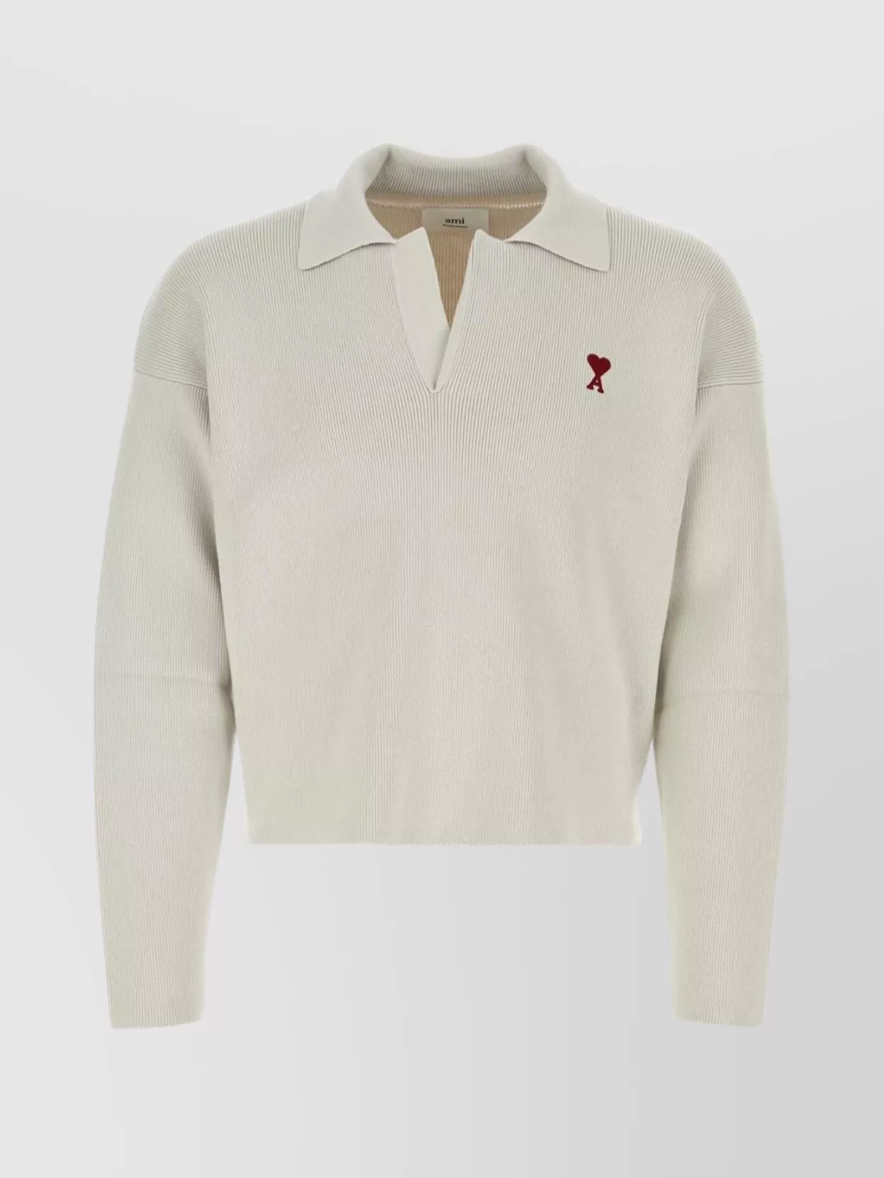 Shop Ami Alexandre Mattiussi Wool Blend Sweater Collar Detail