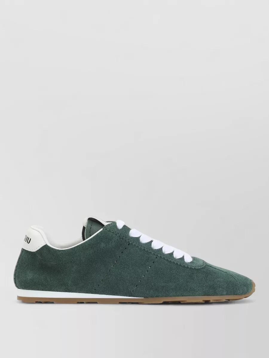 Miu Miu Leather Lace-Up Low-Top Sneakers