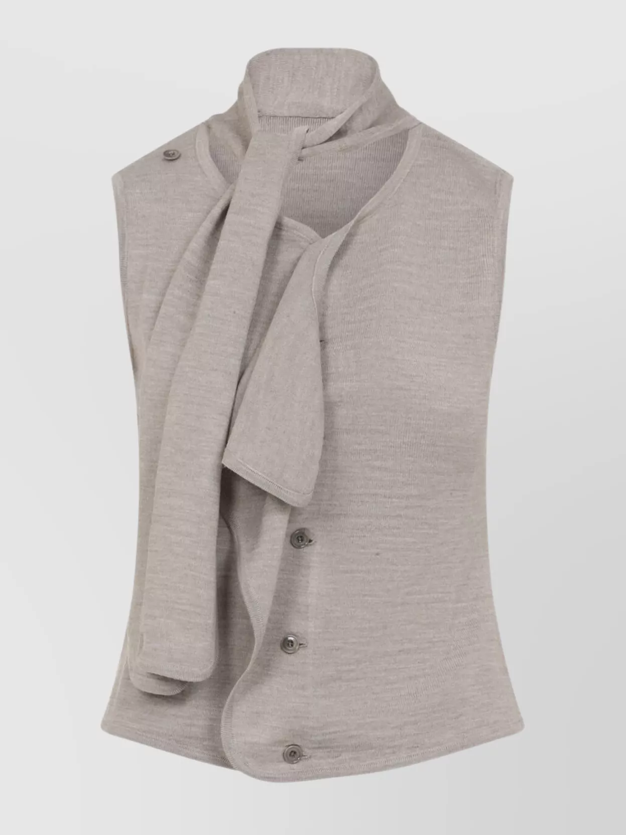 Lemaire Asymmetrical Sleeveless Cardigan Scarf Collar In Neutral