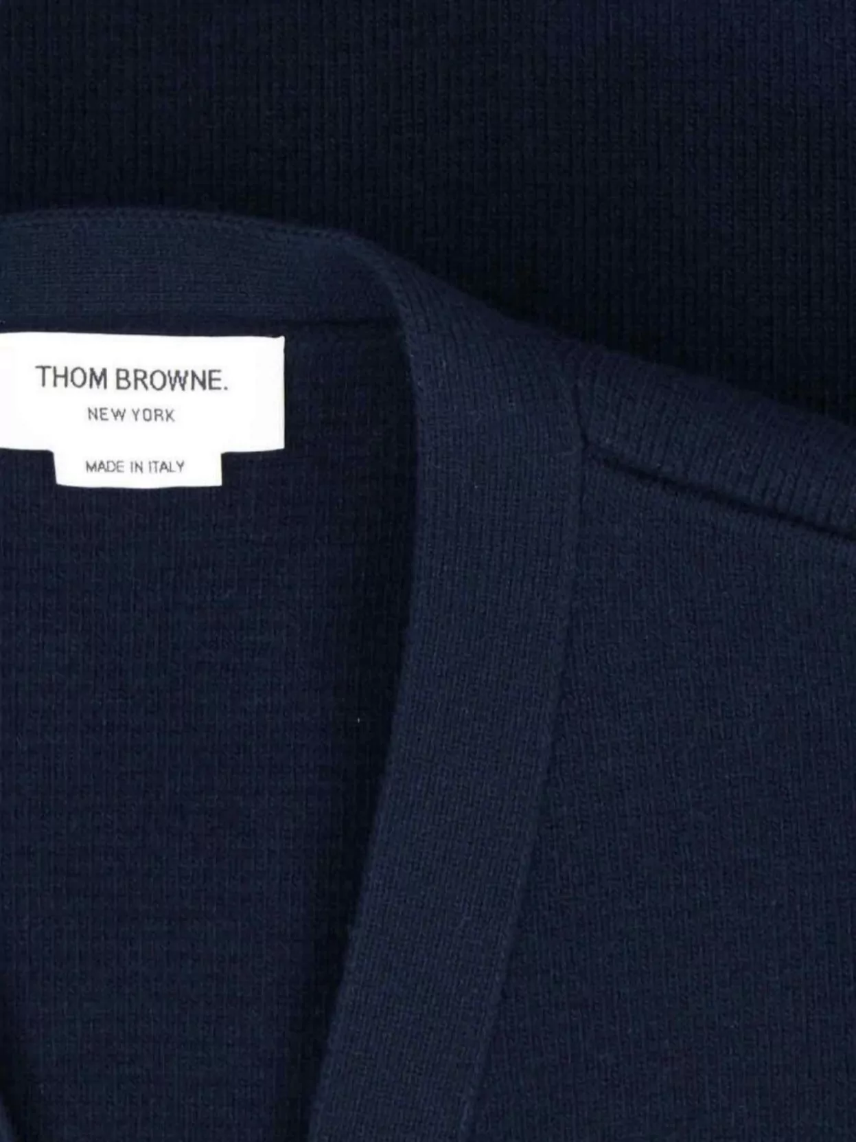 Thom Browne Blue Cardigan With V Neck And Maxi Logo On The Sleeve