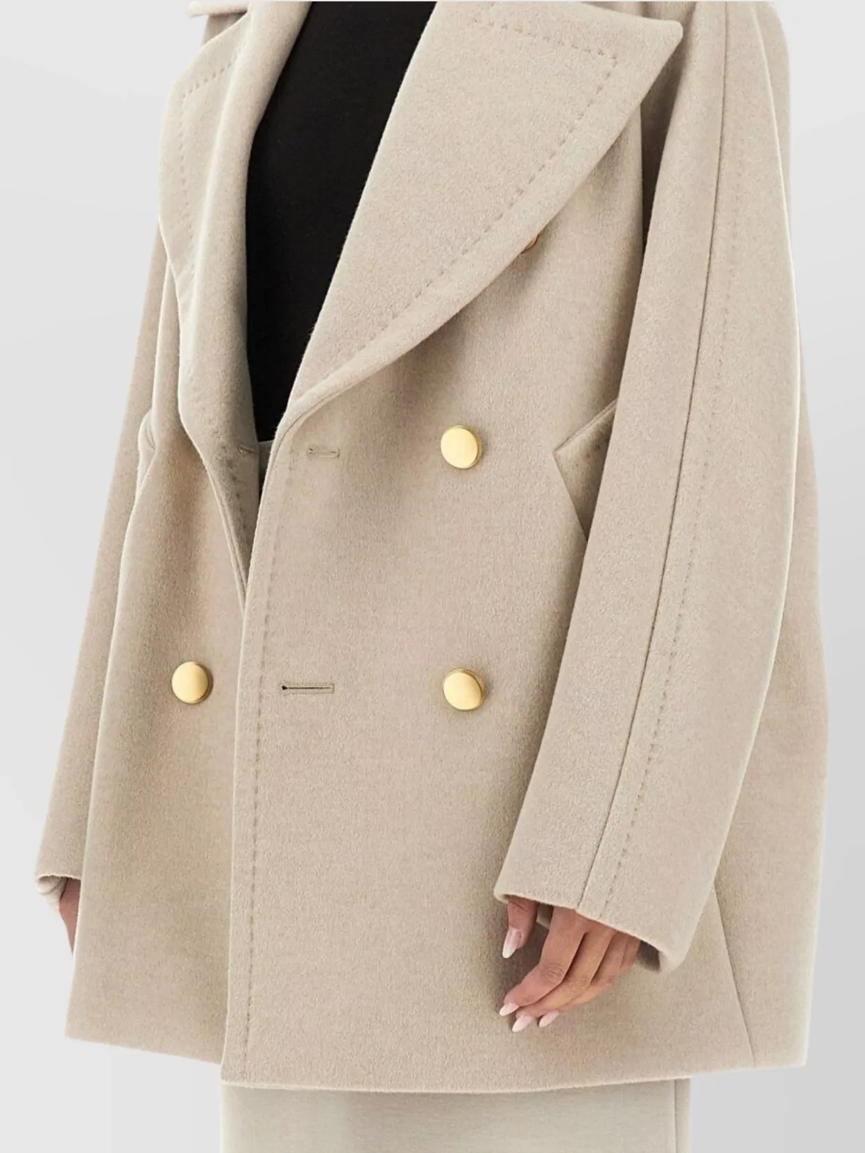 Max Mara Double-breasted Coat Gold-tone Buttons In Neutral
