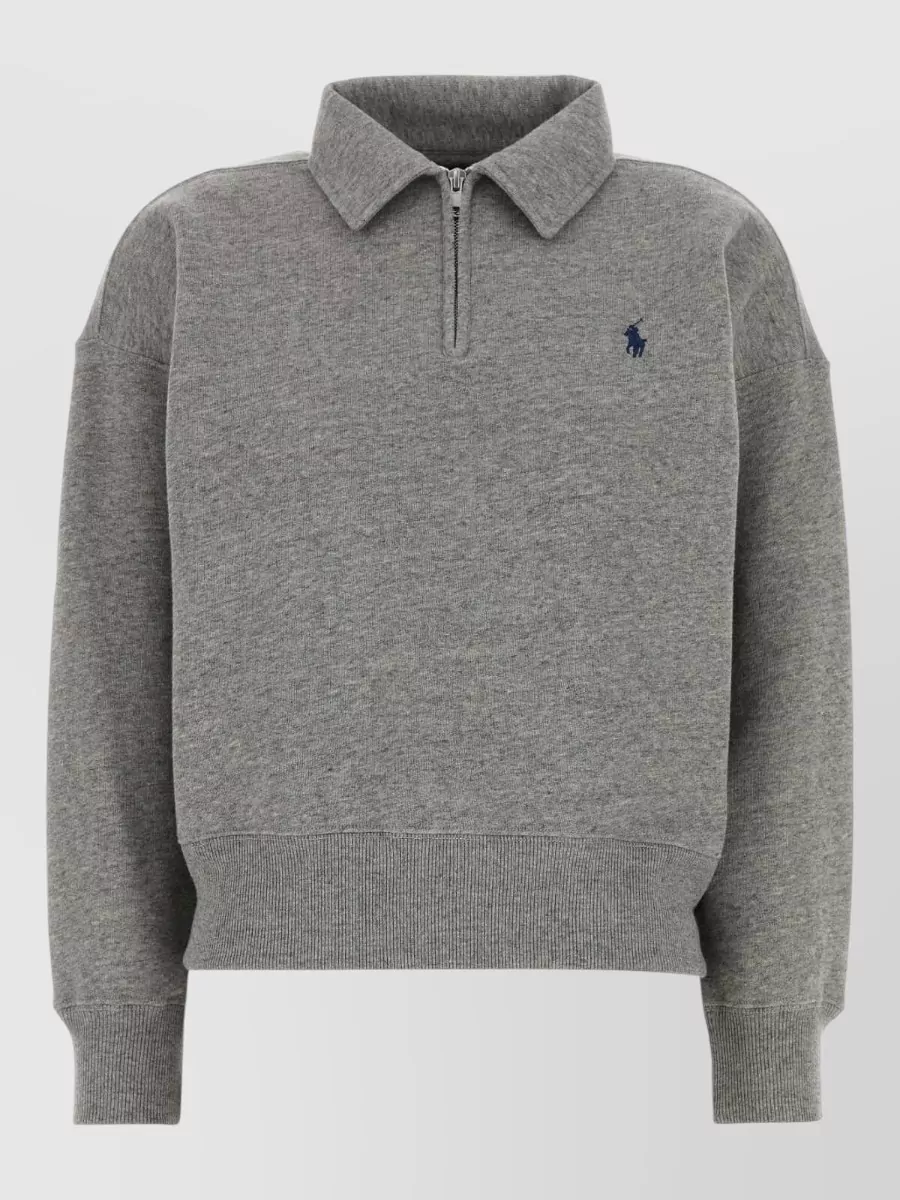 Polo Ralph Lauren Cotton Blend Polo Shirt Ribbed Cuffs Hem In Brown