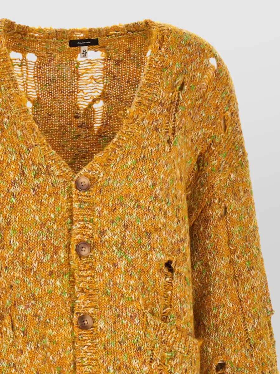 R13 Alpaca-Blend V-Neck Distressed Cardigan