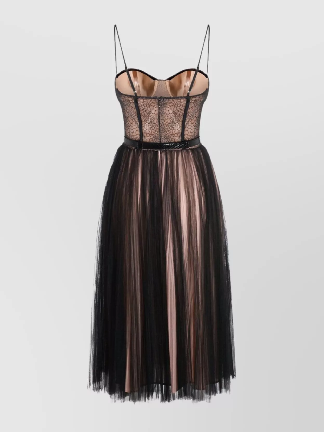Elisabetta Franchi Midi Dress With Lace And Spaghetti Straps In Multi